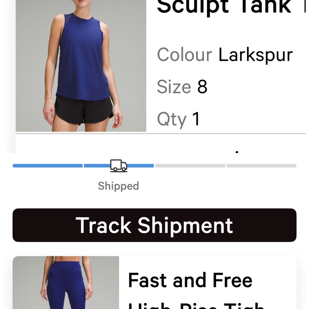 Matching set Fast and Free High-Rise Tights - and top colour is Larkspur